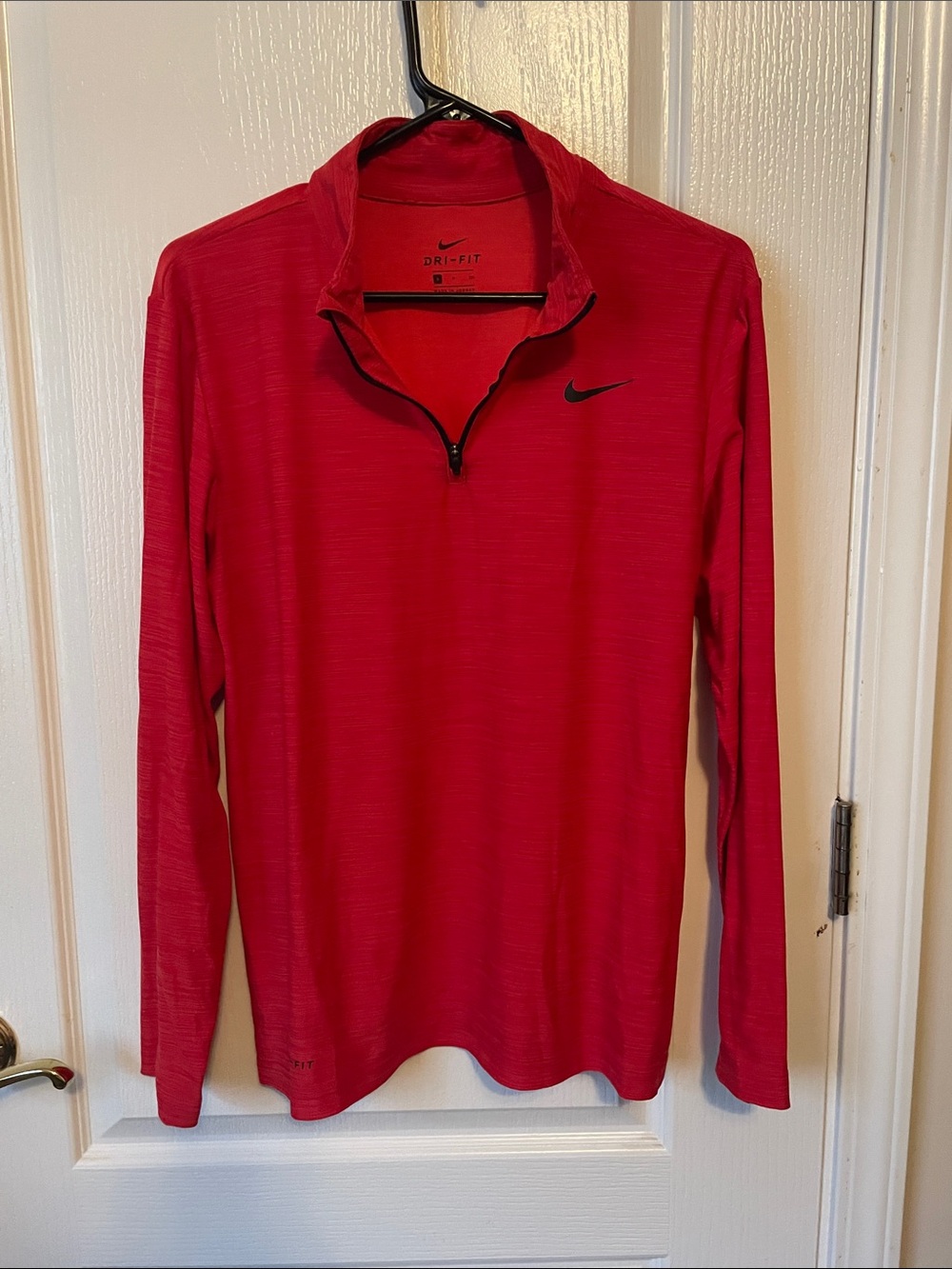 Nike Red Quarter-Zip Dri-FIT Pullover with Black Swoosh
